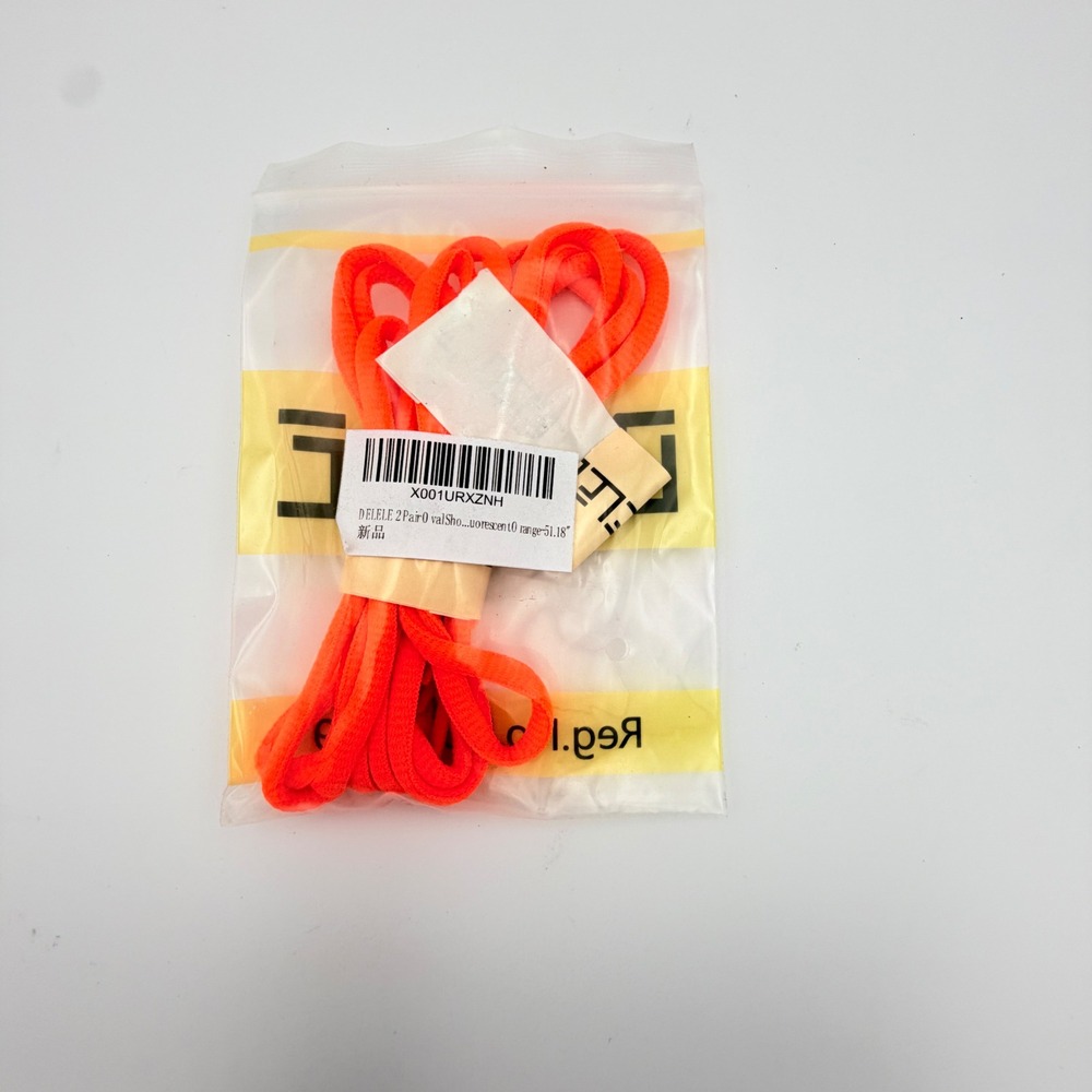 DELELE 2 Pair Oval Shoelaces Fluorescent Orange 51.18 Inch Neon Athletic Laces